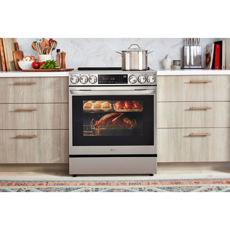LG InstaView 30 in. 6.3 cu. ft. Smart Air Fry True European Convection Slide-In Electric Range with 5 Induction Burners - PrintProof Stainless Steel, , hires