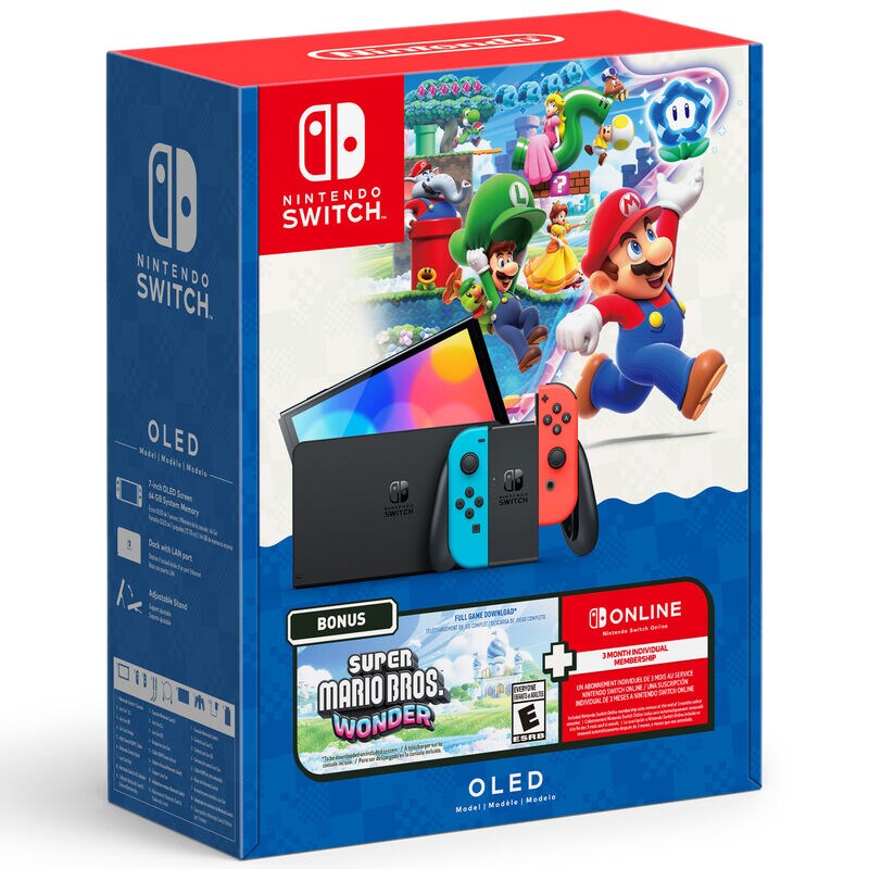 Nintendo Switch OLED Model + Super Mario Bros Wonder Bundle, , hires