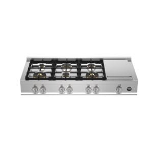 Bertazzoni Master Series 48 in. 6-Burner LP Gas Rangetop with Griddle, Simmer Burner & Power Burner - Stainless Steel, , hires