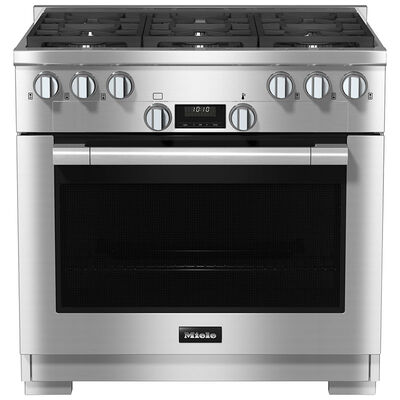 Miele 36 in. 5.8 cu. ft. Oven Freestanding Gas Range with 6 Sealed Burners - Stainless Steel | HR1134-3AG