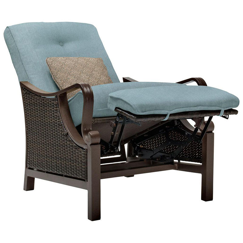 Hanover Ventura Patio Furniture Luxury Recliner - Ocean Blue, , hires