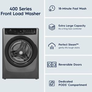 Electrolux 400 Series 27 in. 4.5 cu. ft. Stackable Front Load Washer with LuxCare Wash, Sanitize & Steam Cycle - Titanium, , hires