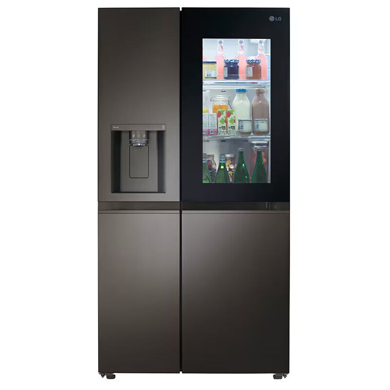 LG InstaView36 in. 27.1 cu. ft. Smart Side by Side Refrigerator with Ice & Water Dispenser - PrintProof Black Stainless Steel, PrintProof Black Stainless Steel, hires