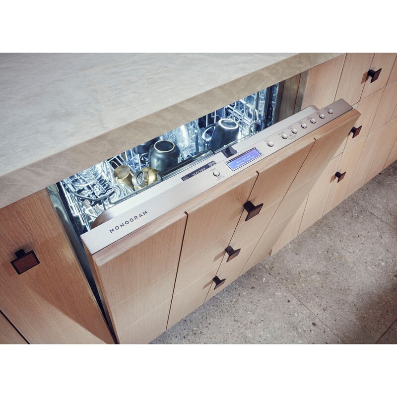 Monogram 24 in. Top Control Flush-Mount Smart Dishwasher with 42 dBa Sound Level, 3rd-Rack & Max Dry system - Custom Panel Ready, , hires