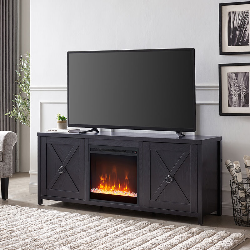 80 inch tv stand deals with fireplace black