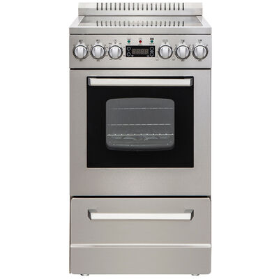 Avanti ELITE Series 20 in. 2.0 cu. ft. Oven Freestanding Electric Range with 4 Smoothtop Burners - Stainless Steel | DER20P3S