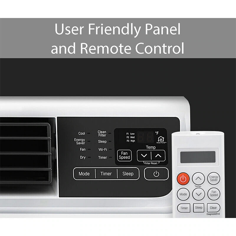 LG 14,000 BTU 115V Smart Energy Star Window/Wall Air Conditioner with Dual Inverter, 3 Fan Speeds, Sleep Mode & Remote Control - White, , hires