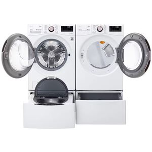 LG 27 in. 4.5 cu. ft. Smart Stackable Front Load Washer with TurboWash 360, Sanitize & Steam Wash Cycle - White, White, hires