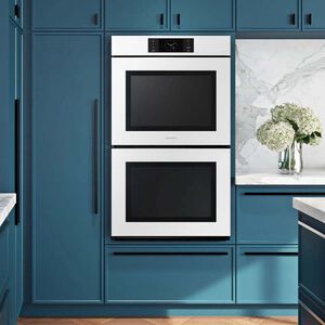 Samsung Bespoke 30 in. 10.2 cu. ft. Smart Top Control SteamElectric Double Wall Oven with Dual Convection - White Glass, , hires