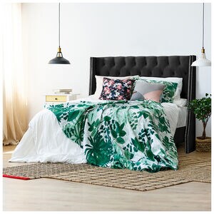 Skyline California King Nail Button Tufted Wingback Bed in Velvet - Black, Black, hires