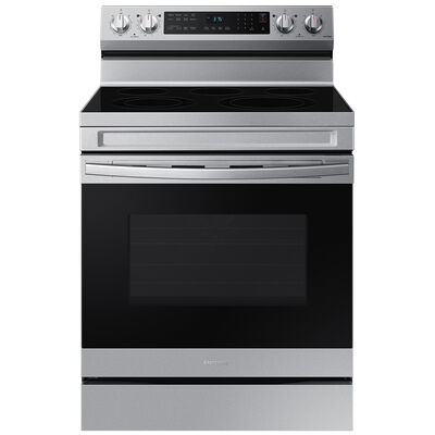 Samsung 30 in. 6.3 cu. ft. Smart Air Fry Standard Convection Electric Range with Smoothtop Burners - Stainless Steel | NE63D6511SR