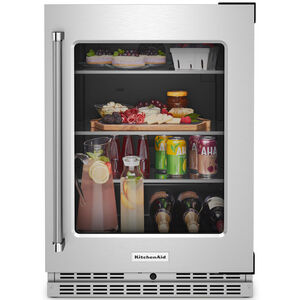KitchenAid 24 in. 5.2 cu. ft. Built-In Undercounter Refrigerator with Glass Door - Stainless Steel, Stainless Steel, hires