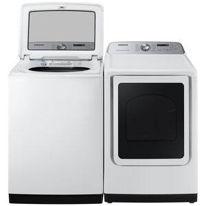 Samsung 27 in. 7.4 cu. ft. Front Loading Electric Dryer with 12 Dryer Programs, 10 Dry Options, Sanitize Cycle, Wrinkle Care & Sensor Dry - White, White, hires