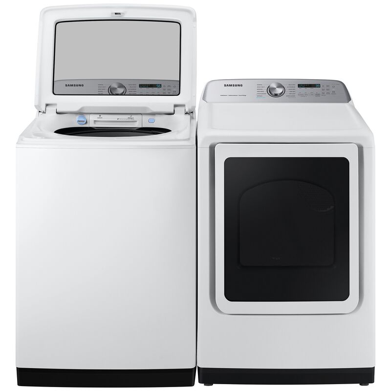 Samsung 27 in. 7.4 cu. ft. Front Loading Electric Dryer with 12 Dryer Programs, 10 Dry Options, Sanitize Cycle, Wrinkle Care & Sensor Dry - White, White, hires
