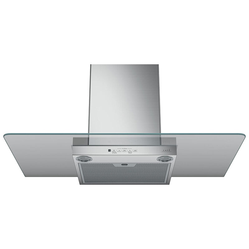 Cafe 36 in. Chimney Style Range Hood with 4 Speed Settings, 350 CFM, Convertible Venting & 2 Halogen Lights - Stainless Steel, , hires
