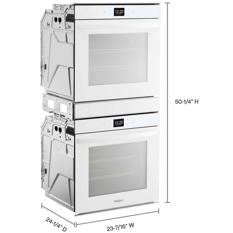Whirlpool 24 in. 5.8 cu. ft. Smart Front Control Electric Double Wall Oven with True European Convection - White, White, hires