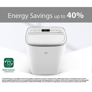 LG 14,000 BTU (10,000 BTU DOE) 115V Smart Portable Air Conditioner with Dual Inverter, 3 Fan Speeds, Sleep Mode & Remote Control - White, , hires