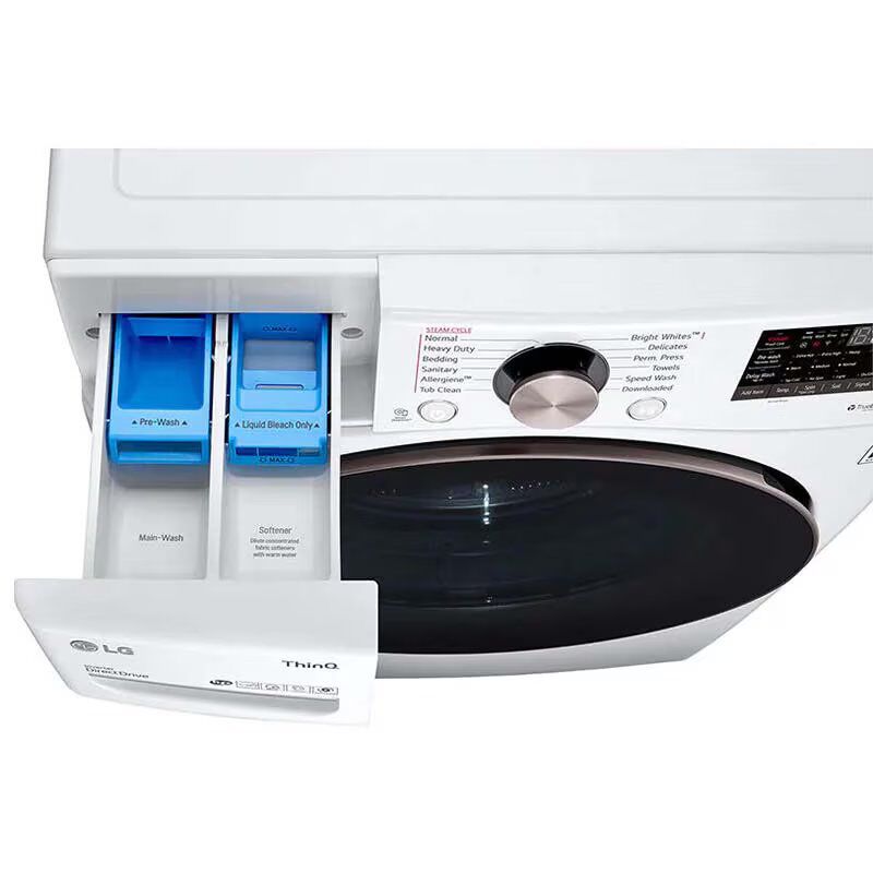 LG 27 in. 4.5 cu. ft. Smart Stackable Front Load Washer with TurboWash 360, Sanitize & Steam Wash Cycle - White, White, hires