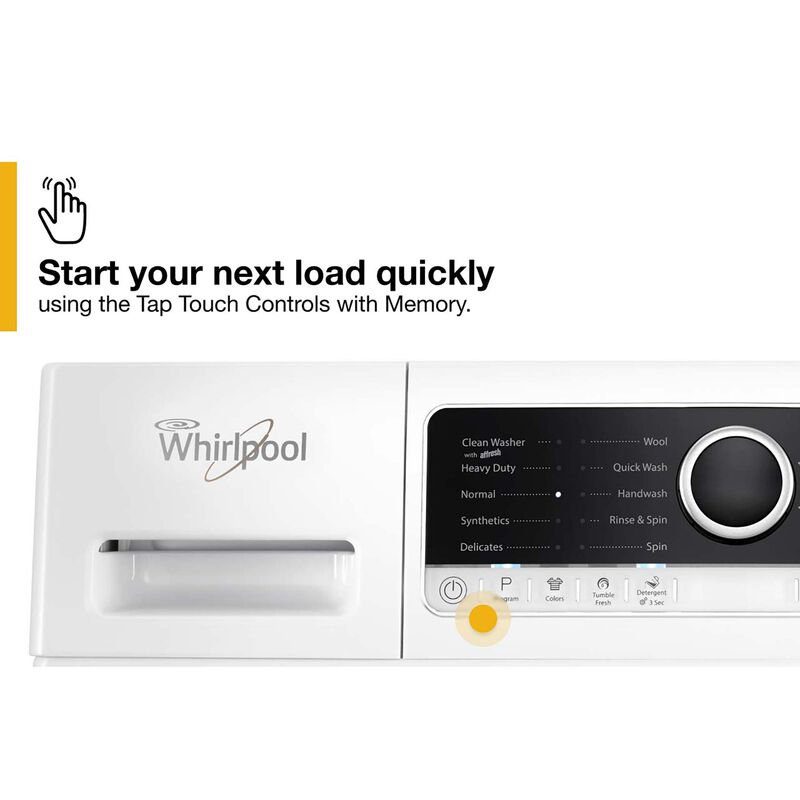 Whirlpool 24 in. 1.9 cu. ft. Stackable Front Load Washer with Detergent Dosing Aid & Sanitize Cycle - White, , hires