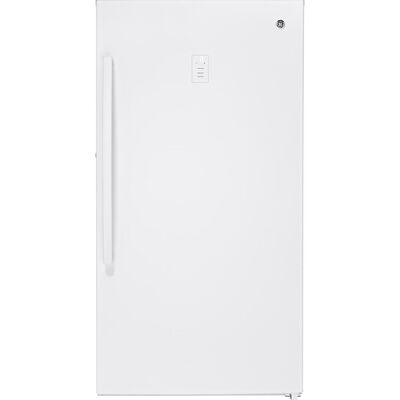 GE 33 in. 17.3 cu. ft. Upright Freezer with Adjustable Shelves & Digital Control - White | FUF17SMRWW