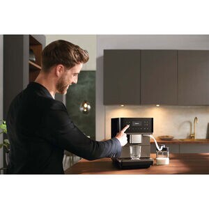 Miele CM 6360 MilkPerfection Countertop Coffee Machine with WiFi Connect, Aromatic System, OneTouch for 2 Convenient Cleaning & Maintenance Programs -Obsidian Black with Bronze Front Plate, Black, hires