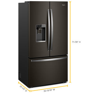 Whirlpool 36 in. 23.8 cu. ft. Counter Depth French Door Refrigerator with Ice & Water Dispenser - Black Stainless Steel, Black Stainless Steel, hires