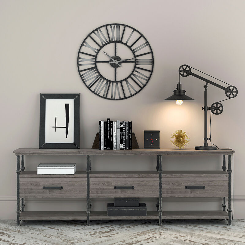 Hudson & Canal Descartes Wide Brim Table Lamp With Pulley System - Blackened Bronze, , hires