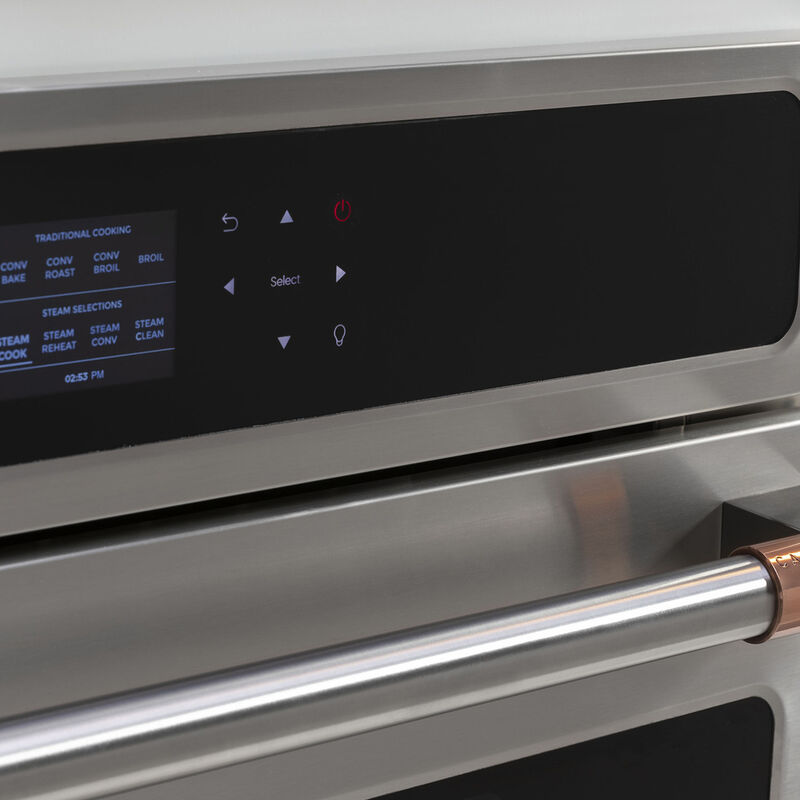 Cafe 30 in. 1.3 cu. ft. Steam Electric Single Wall Oven with True European Convection - Stainless Steel, , hires