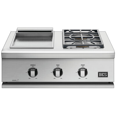 DCS 30 in. Liquid Propane Griddle & Double Side Burner - Stainless Steel | BFGC30BGDL