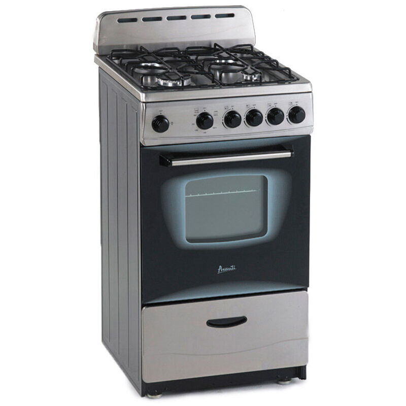 Avanti 20 in. 2.1 cu. ft. Oven Freestanding Gas Range with 4 Sealed Burners - Stainless Steel, , hires