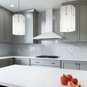 XO 30 in. Convertible Chimney Style Range Hood with 600 CFM, 3 Fan Speeds & 2 LED Lights - White, , hires