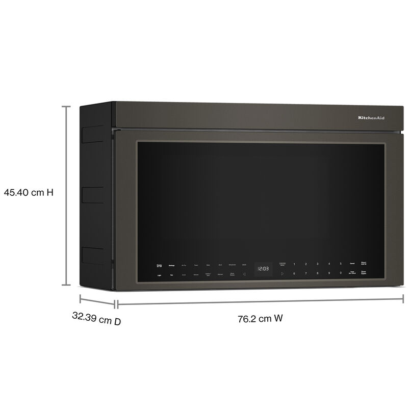 KitchenAid 30 in. 1.1 cu. ft. 950W Smart Over-the-Range Microwave with 400 CFM, Convection & Sensor Cooking - Black Ore, , hires