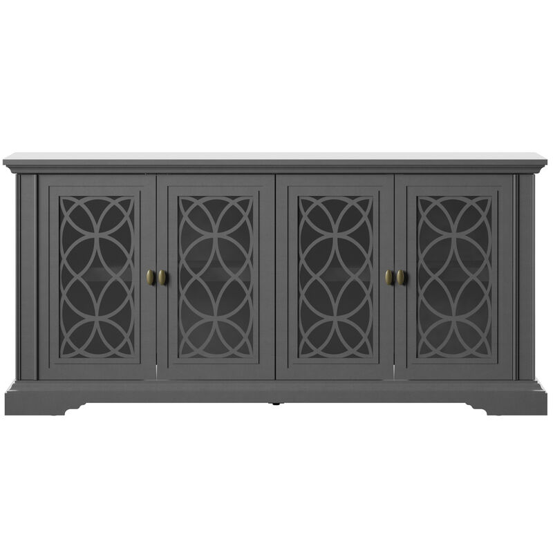 Bell'O TV Stand for TVs up to 65 with Screen Printed Doors - Antique Gray, , hires