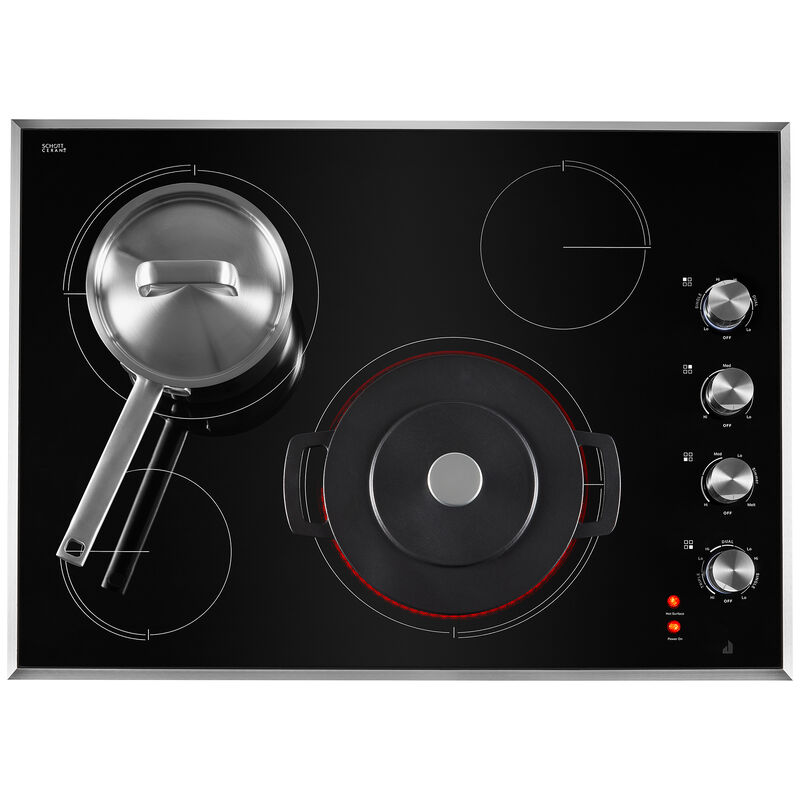 JennAir Lustre Stainless 30 in. 4-Burner Electric Cooktop with Simmer Burner & Power Burner - Stainless Steel, , hires