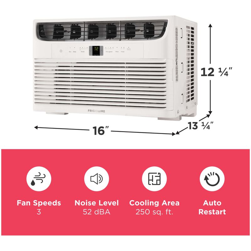 Frigidaire 6,000 BTU 115V Window Air Conditioner with 3 Fan Speeds, Sleep Mode & Remote Control - White, , hires