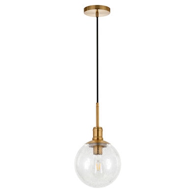 Hudson & Canal Walker 9 in. Pendant with Seeded Glass - Brass | PD0616