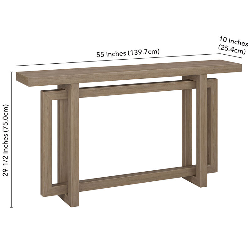 Hudson & Canal Breslow 55" Wide Rectangular Console Table - Antiqued Gray Oak, , hires