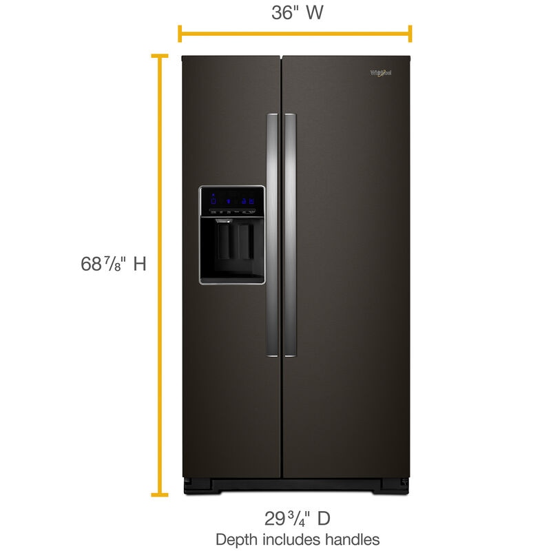 Whirlpool 36 in. 20.6 cu. ft. Counter Depth Side-by-Side Refrigerator with External Ice & Water Dispenser- Black Stainless Steel, Black Stainless Steel, hires