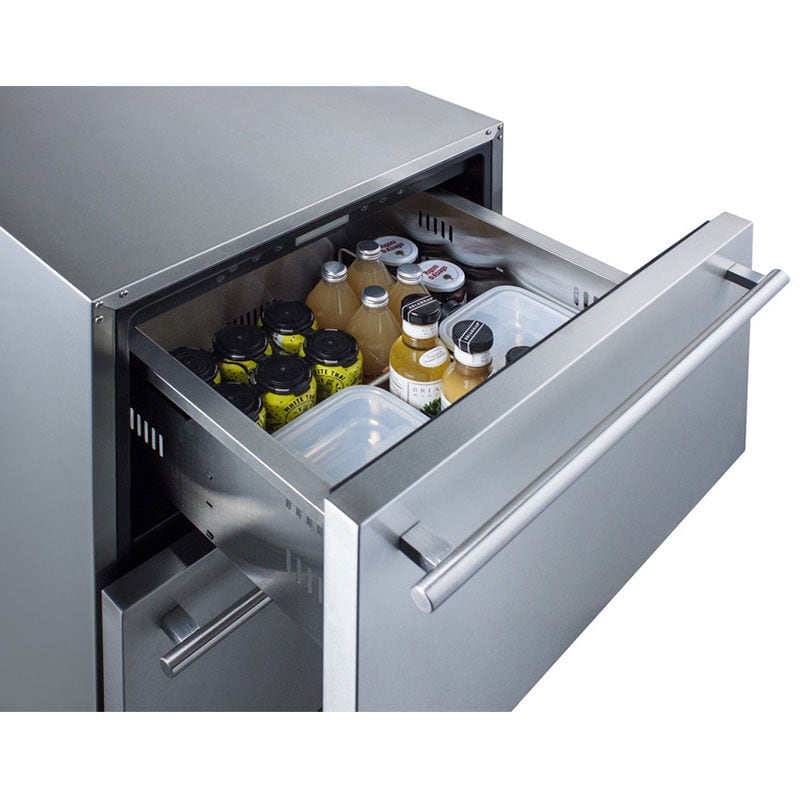 Summit 24 in. 4.8 cu. ft. Outdoor Double Refrigerator Drawers - Custom Panel Ready, , hires