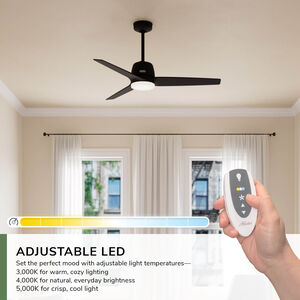 Hunter Malden 52 in. Ceiling Fan with LED Light Kit & Handheld Remote - Matte Black, , hires