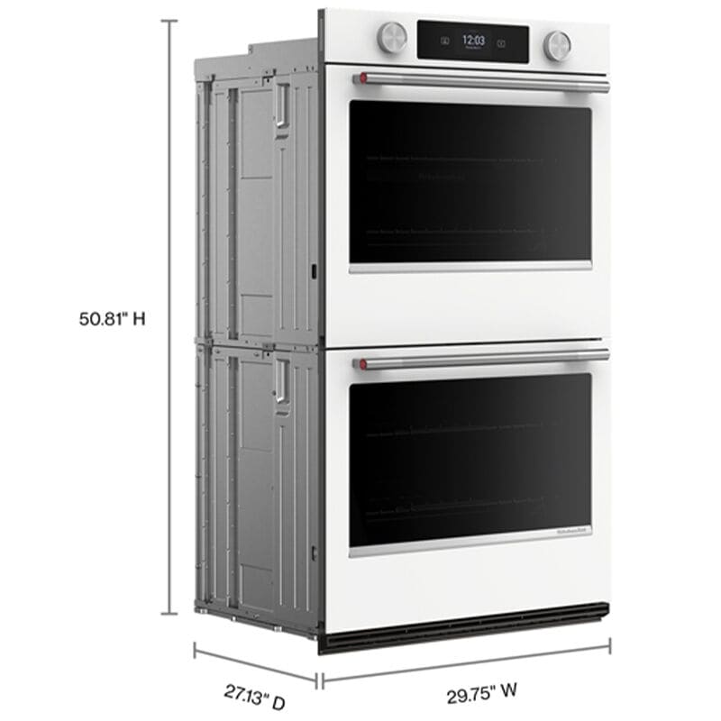 KitchenAid 30 in. 10.0 cu. ft. Smart Top Control Steam Electric Double Wall Oven with True European Convection - White, , hires