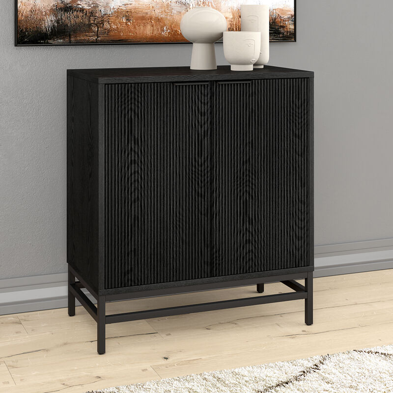 Hudson & Canal Montello 28" Wide Rectangular Fluted Accent Cabinet - Black Grain, , hires