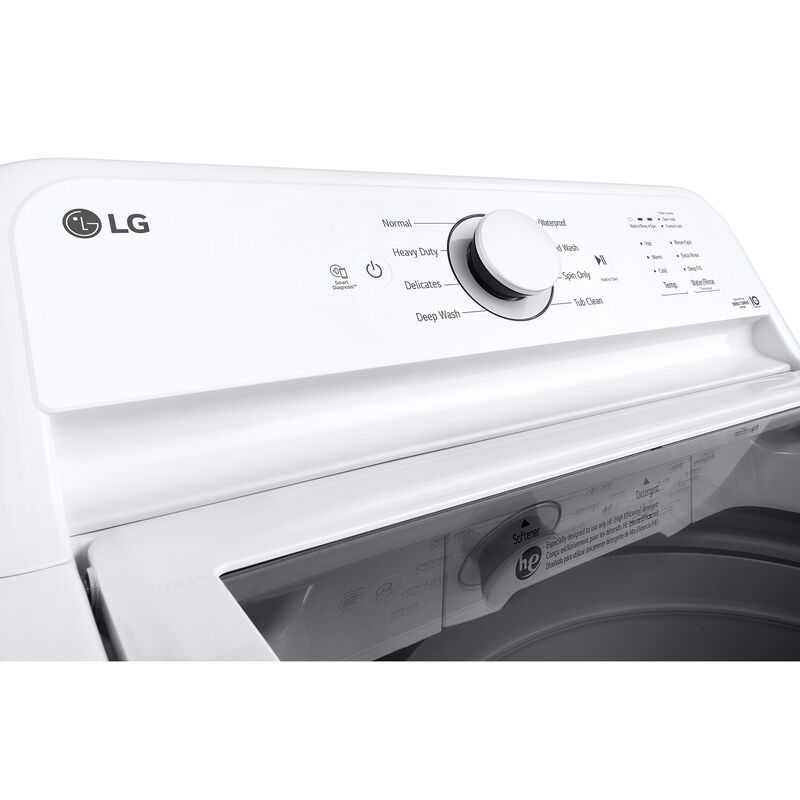 LG 27 in. 4.1 cu. ft. Top Load Washer with 4-Way Agitator, Slam Proof Glass Lid & True Balance Anti-Vibration System - White, White, hires