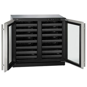 U-Line 3000 Series 36 in. Undercounter Wine Cooler with Wire Racks, Dual Temperature Zones & 62 Bottle Capacity - Stainless Steel, , hires