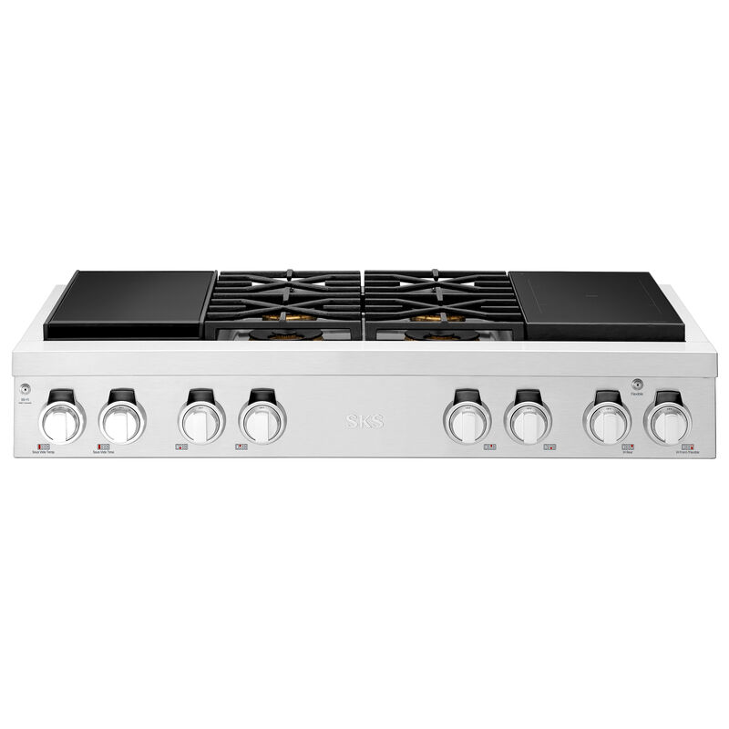 SKS 48 in. 6-Burner Smart Dual Fuel Natural Gas Rangetop with Simmer Burner & Power Burner - Stainless Steel, , hires