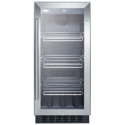 Summit Commercial 15 in. 2.5 cu. ft. Built-In/Freestanding Beverage Center with Adjustable Shelves & Digital Control - Stainless Steel | SCR1536BGCSS