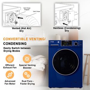 Equator 24 in. 1.9 cu. ft. Electric Front Load All-in-One Laundry Center with Sanitize Cycle & Sensor Dry - Blue, Blue, hires
