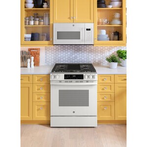 GE 30 in. 5.3 cu. ft. Smart Air Fry Standard Convection Slide-In Gas Range with 5 Sealed Burners & Griddle - White, , hires