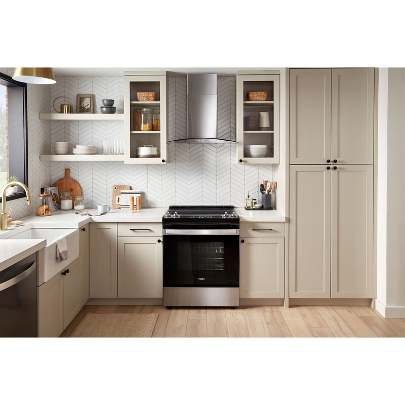 Whirlpool 30 in. Convertible Chimney Style Range Hood with 400 CFM, 3 Fan Speeds & 2 LED Lights - Stainless Steel, , hires