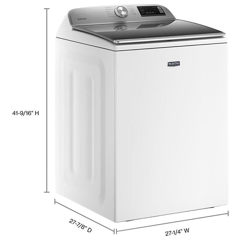 Maytag 27 in. 4.7 cu. ft. Smart Top Load Washer with Agitator & Extra Power Button - White, , hires